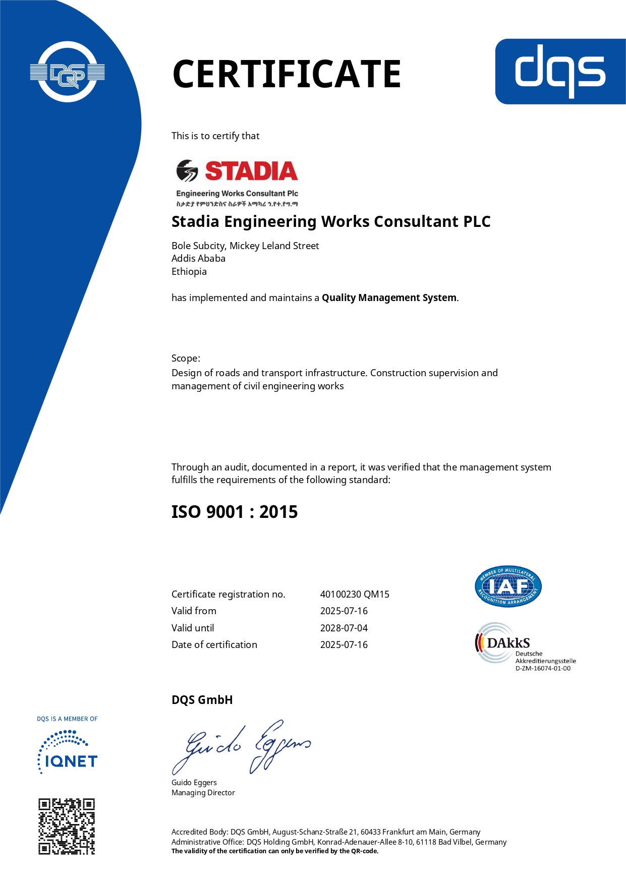 ISO 9001:2015 Quality Management System Certification